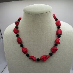 Vintage Coral Beaded Necklace Sterling Silver Toggle Clasp